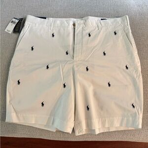 Polo Ralph Lauren Stretch Classic Fit 9” Embroidered Chino Shorts - White,40,NWT